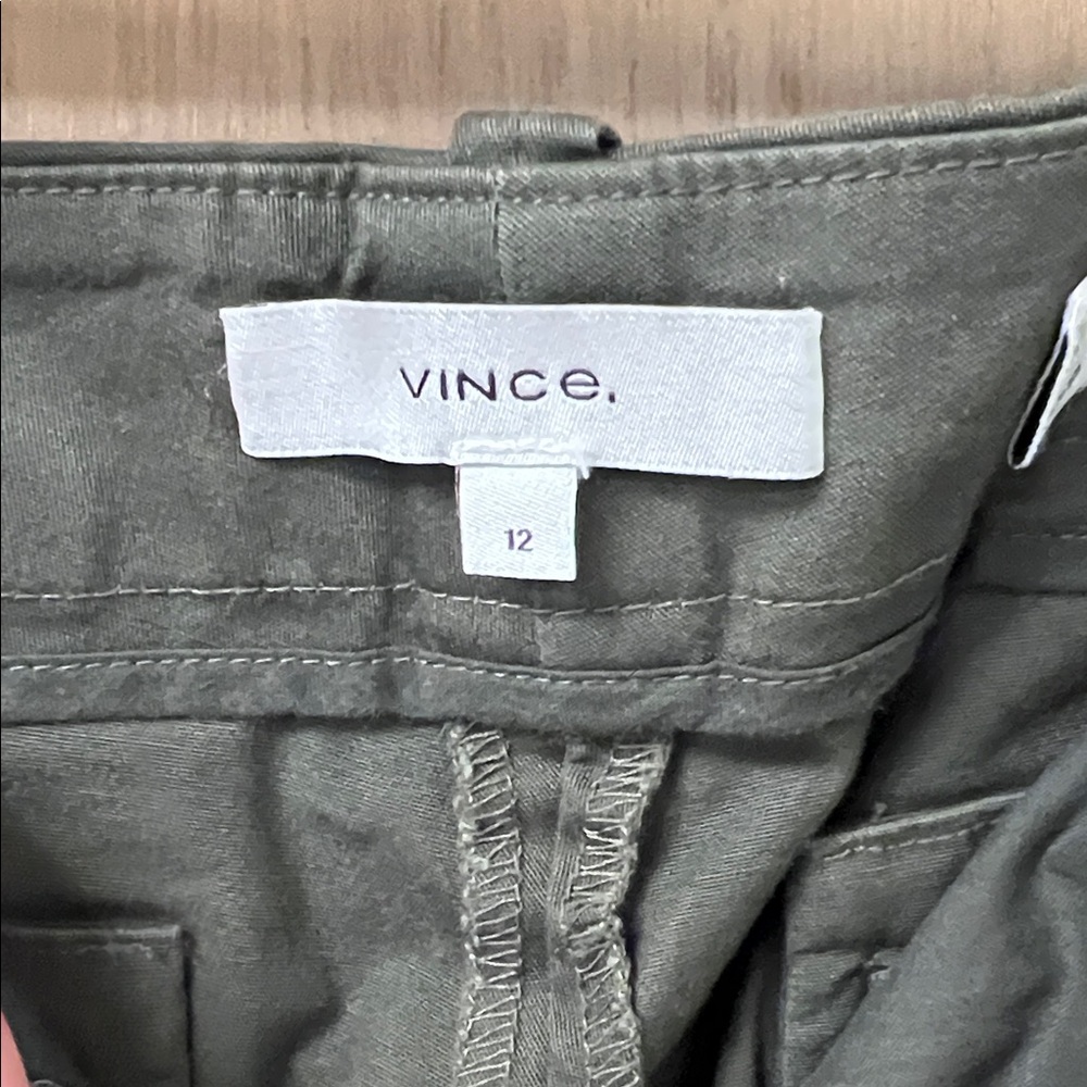 Vince Women's Olive Green Flat Front Shorts - Picture 3 of 3